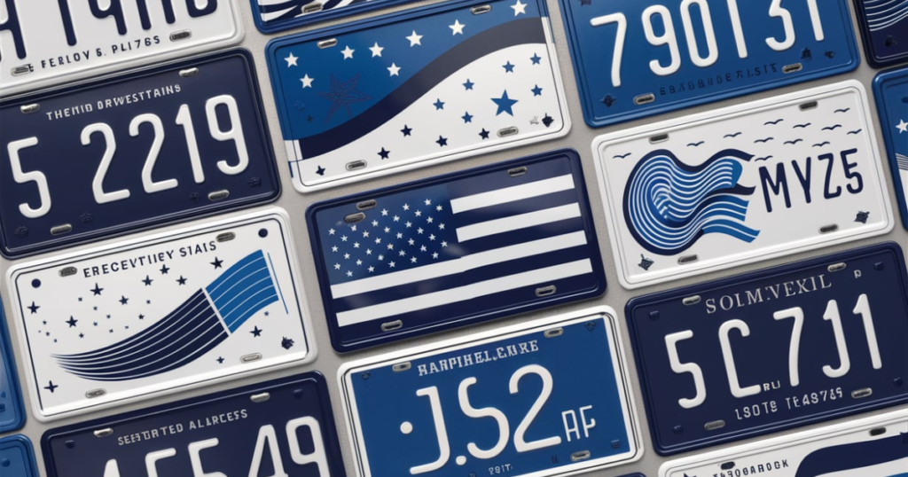 Design Elements of Blue and White License Plates